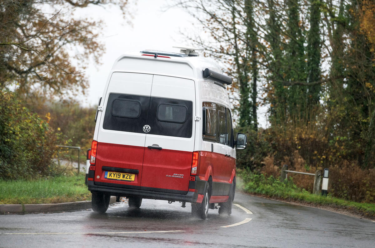 Volkswagen Grand California 2020 road test review - cornering rear