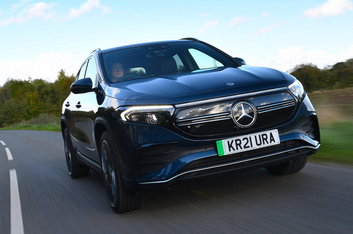 28 Mercedes Benz EQA 2021 road test review on road front 28 Mercedes Benz EQA 2021 road test review on road front