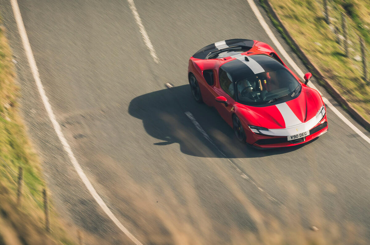 29 Ferrari SF90 Stradale 2021 road test review on road aerial