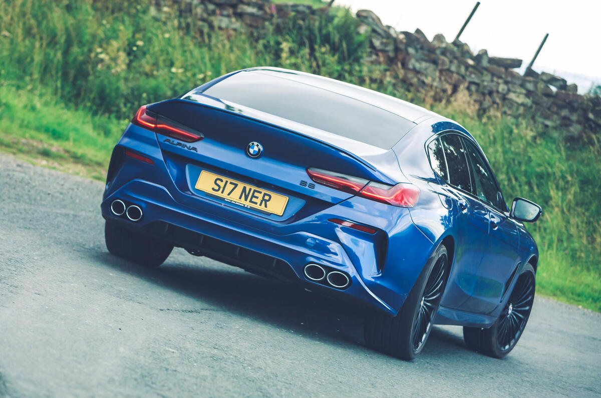 3 Alpina B8 Gran Coupe 2021 road test review hero rear