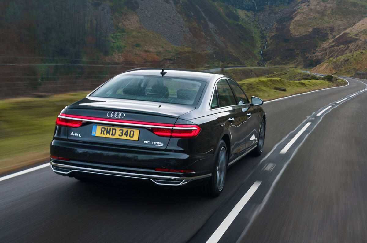 Audi A8 60 TFSIe 2020 road test review - hero rear Audi A8 60 TFSIe 2020 road test review - hero rear