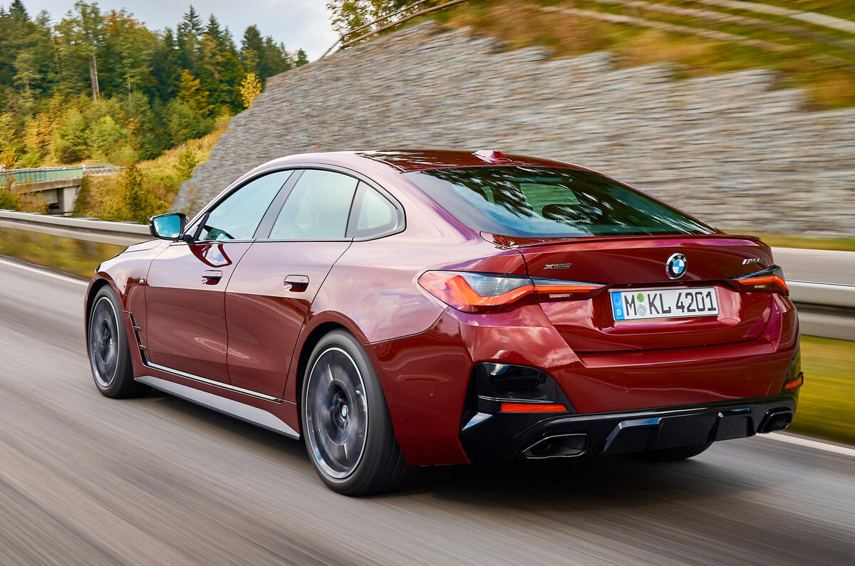 3 BMW 4 Series Gran Coupe 2021 first drive tracking rear 3 BMW 4 Series Gran Coupe 2021 first drive tracking rear