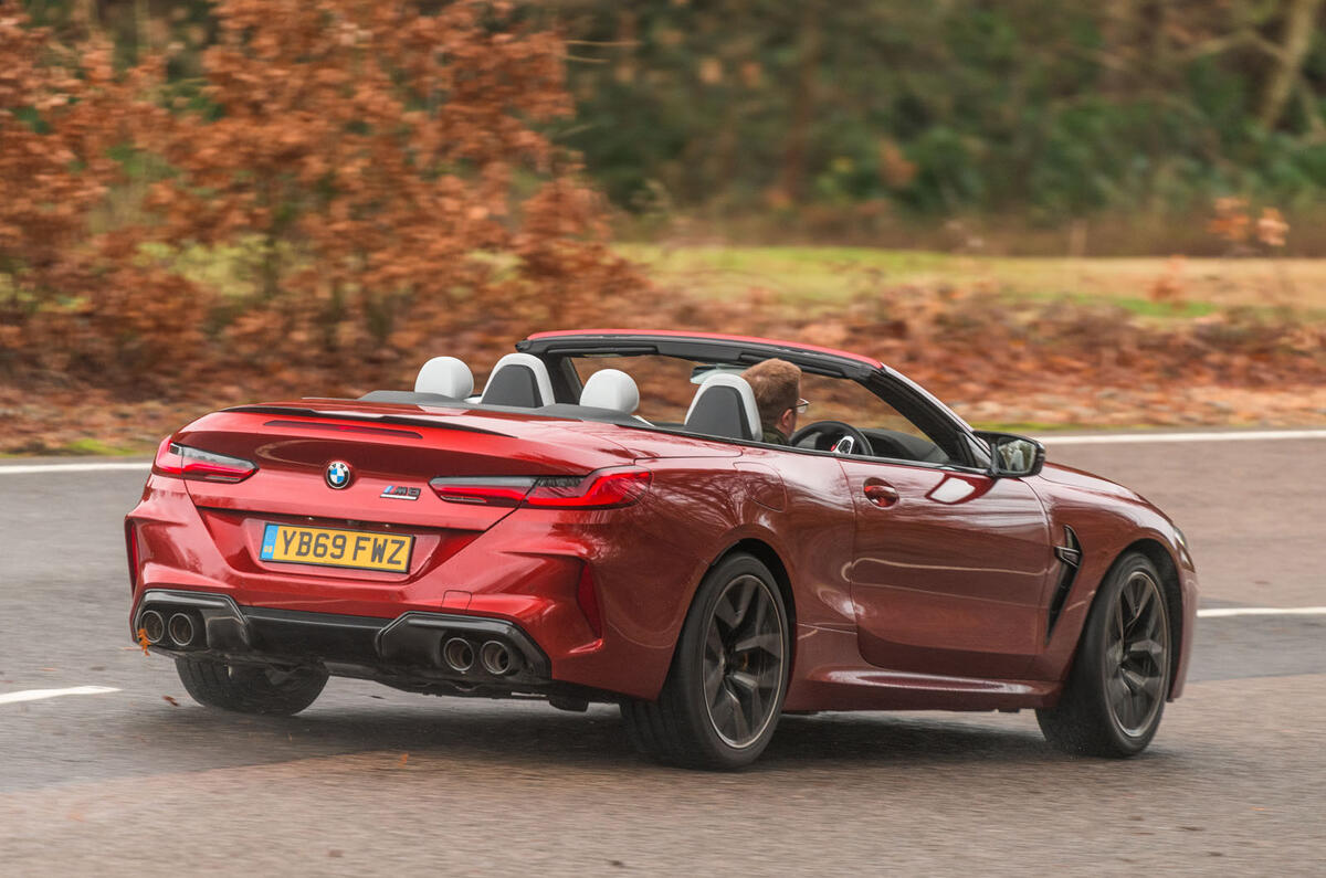BMW M8 Competition convertible 2020 road test review - hero rear BMW M8 Competition convertible 2020 road test review - hero rear