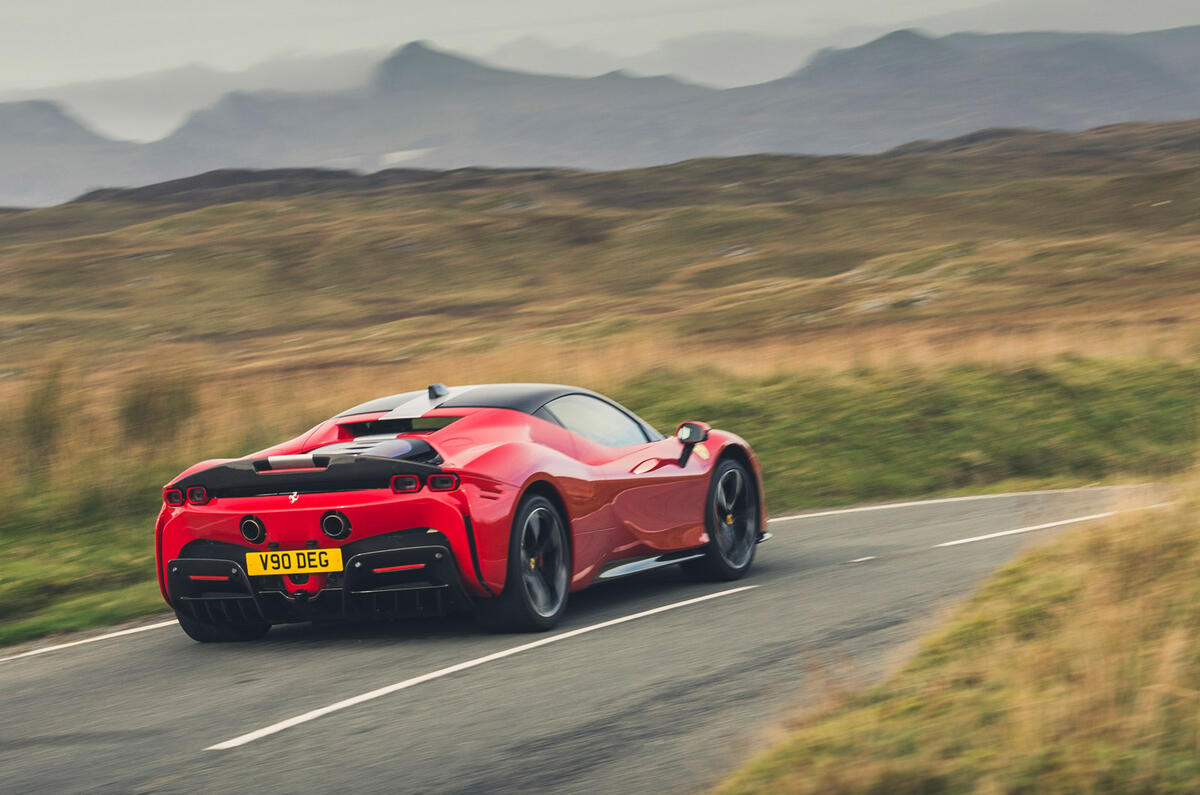 3 Ferrari SF90 Stradale 2021 road test review tracking rear