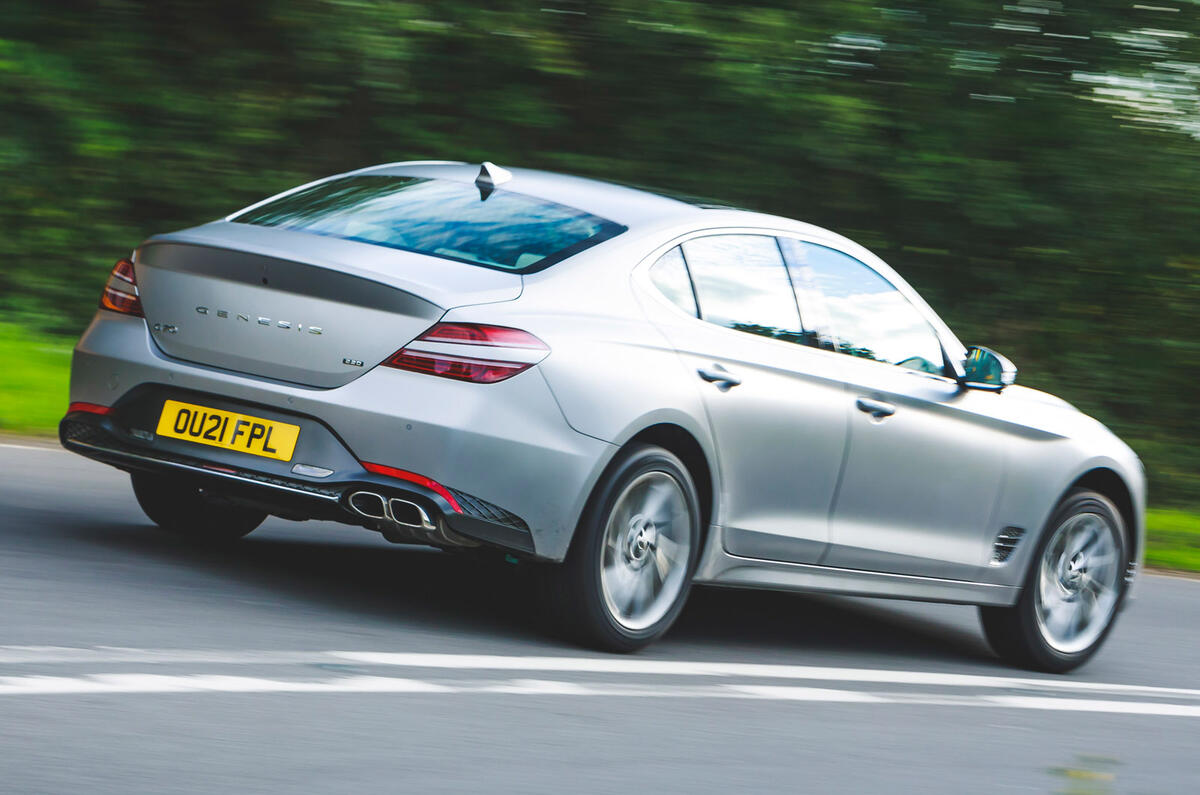 3 Genesis G70 2021 road test review tracking rear