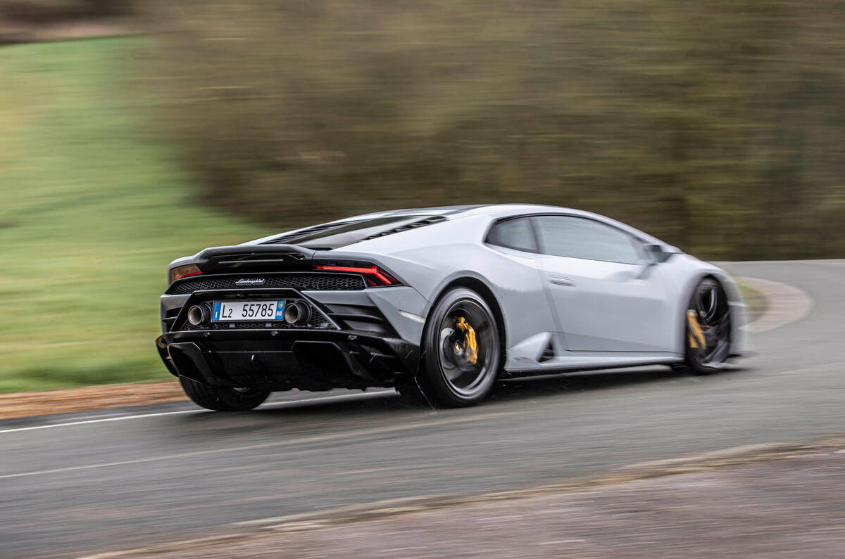 Lamborghini Huracan EVO RWD 2020 road test review - hero rear Lamborghini Huracan EVO RWD 2020 road test review - hero rear