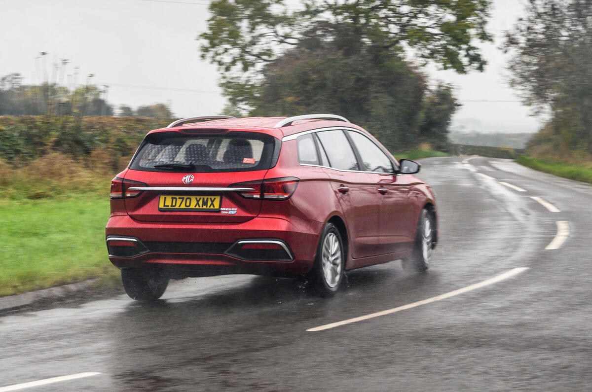 MG 5 SW EV 2020 Road test review - hero rear