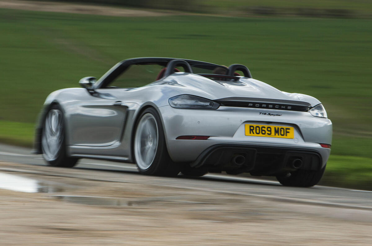 Porsche 718 Spyder 2020 road test review - hero rear