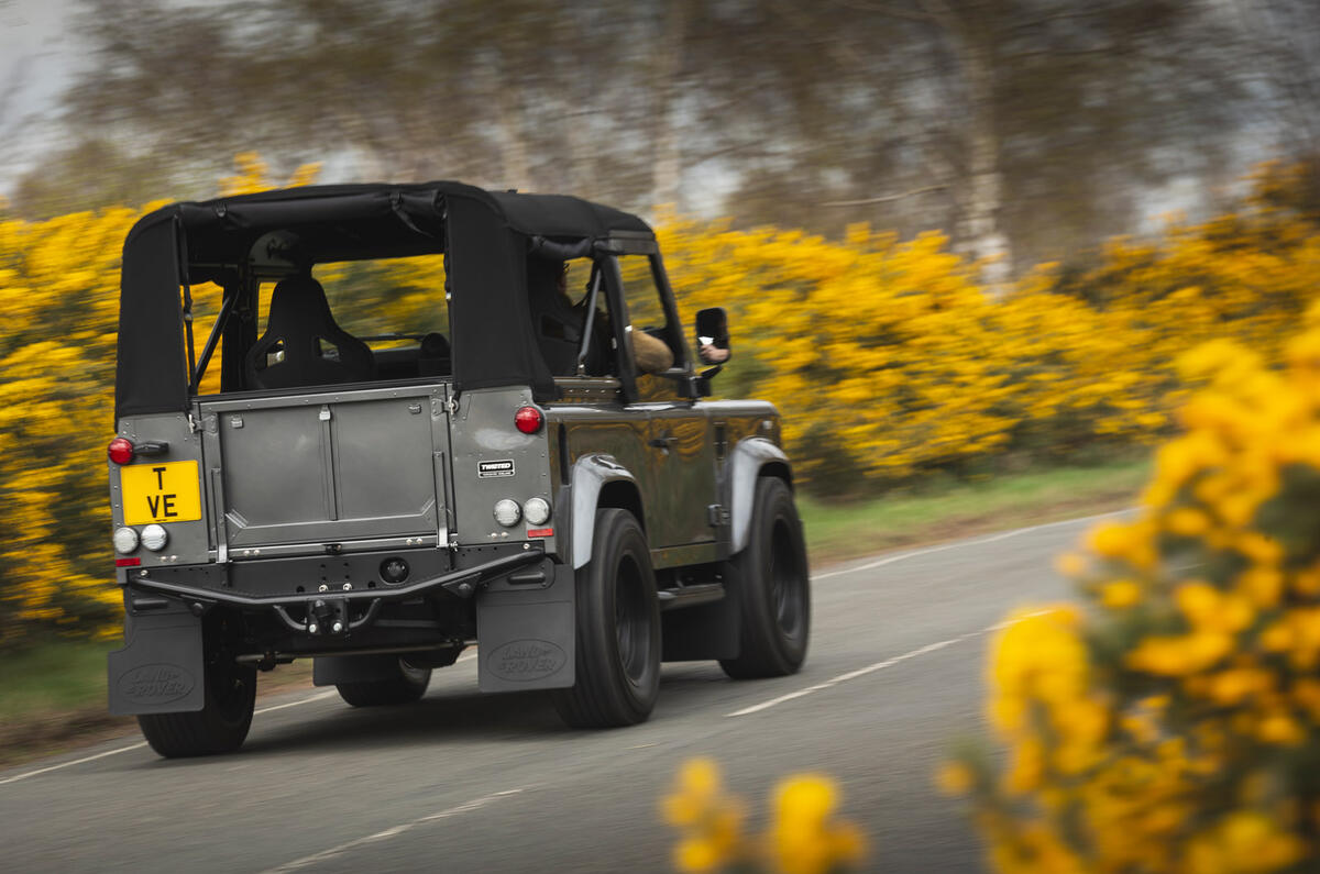 3 Twisted Defender EV 2022 UK first drive review tracking rear