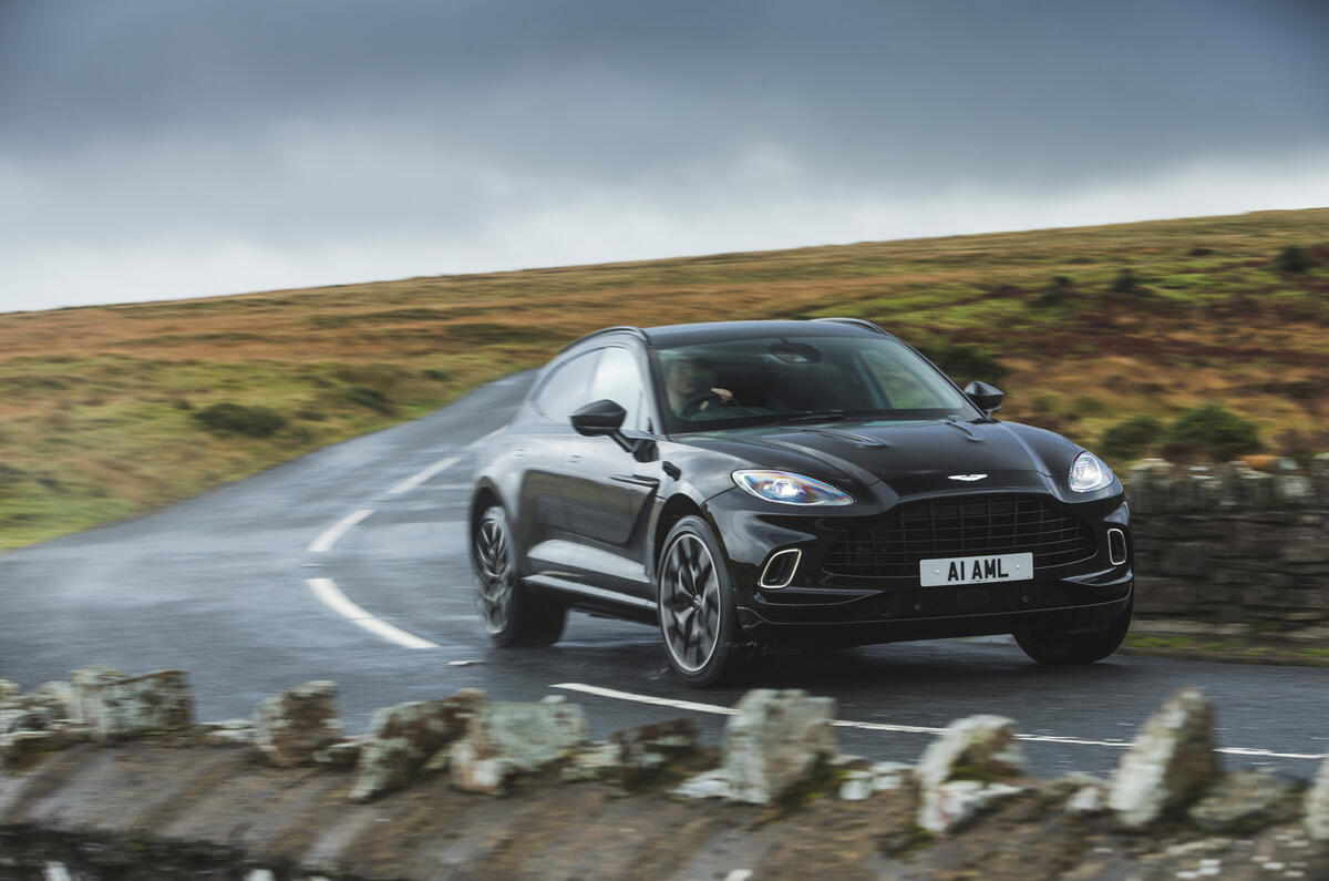 Aston Martin DBX 2020 road test review - cornering front