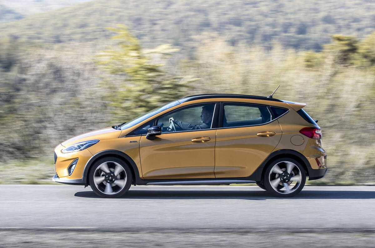 Ford Fiesta Active 2018 road test review on the road side