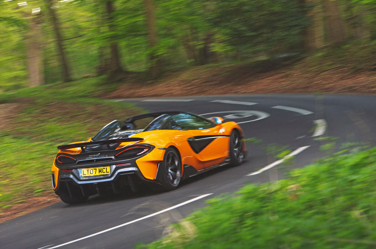 McLaren 600LT Spider 2019 road test review - cornering rear