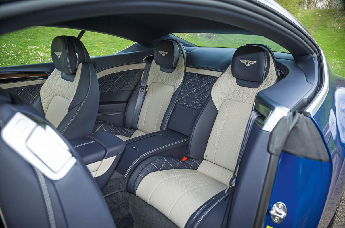 Bentley Continental GT 2018 Autocar road test review rear seats