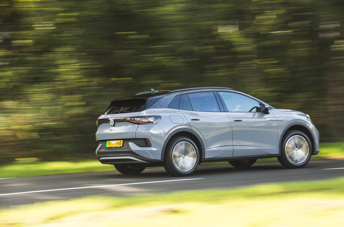 37 Volkswagen ID 4 2021 road test review cornering rear 37 Volkswagen ID 4 2021 road test review cornering rear