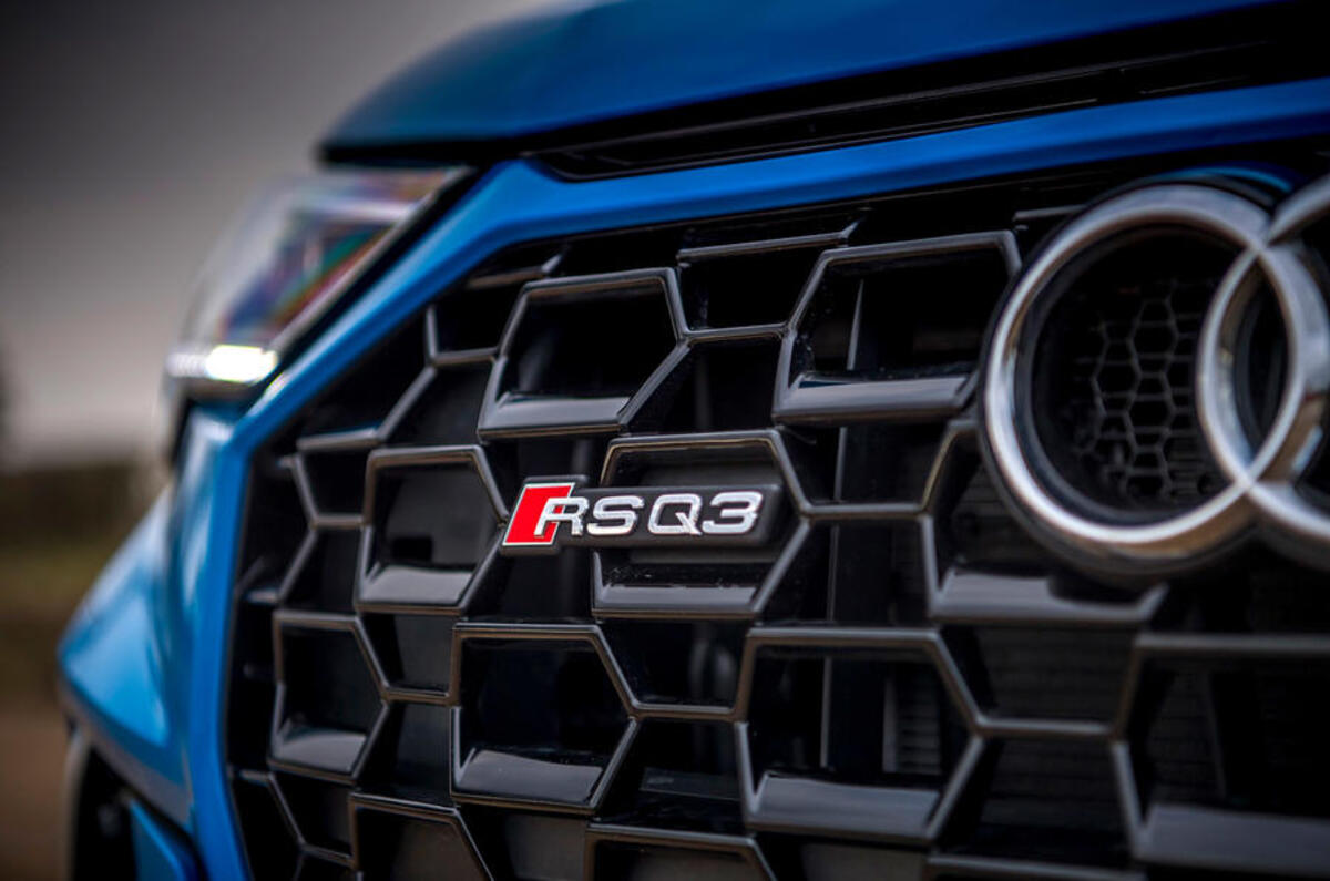Audi RS Q3 Sportback 2020 road test review - RS badge front