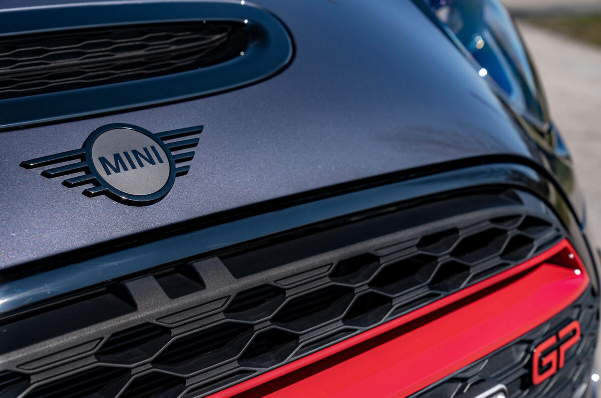 Mini JCW GP 2020 road test review - nose badge Mini JCW GP 2020 road test review - nose badge
