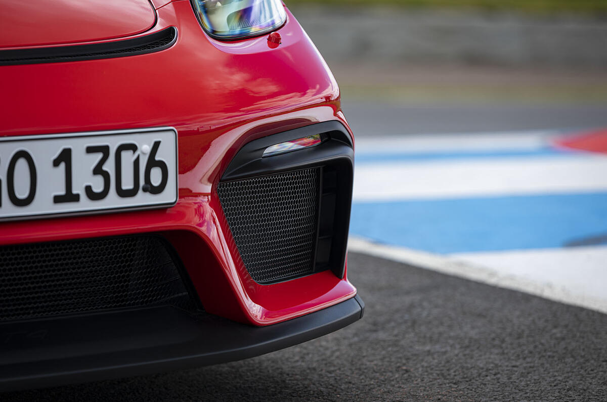Porsche 718 Cayman GT4 2019 road test review - front bumper