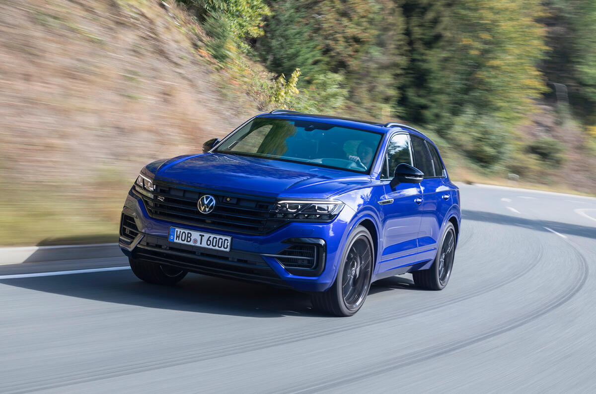Volkswagen Touareg R road test review - cornering front Volkswagen Touareg R road test review - cornering front