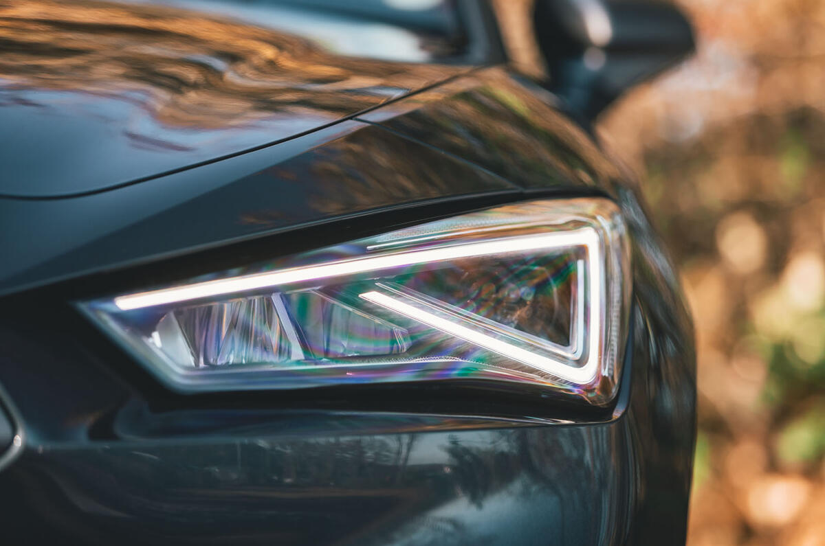 Seat Leon eHybrid 2020 road test review - headlights