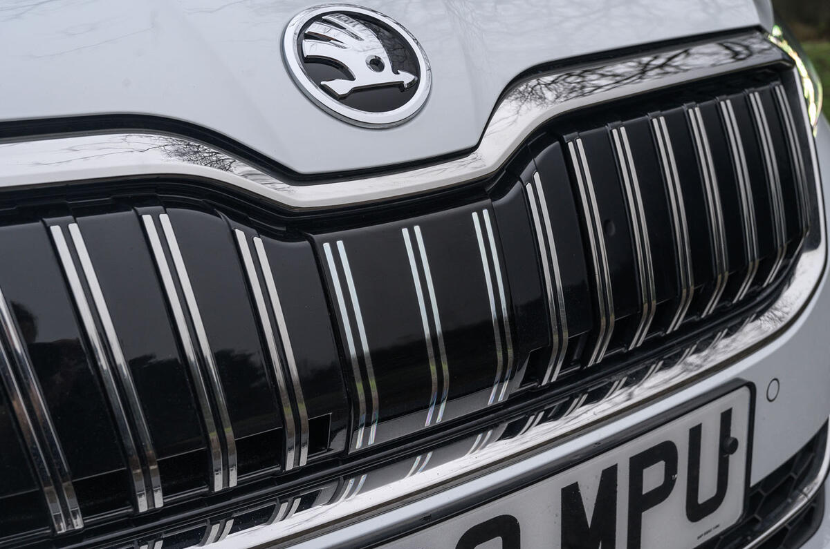 Skoda Superb iV 2020 road test review - front grille