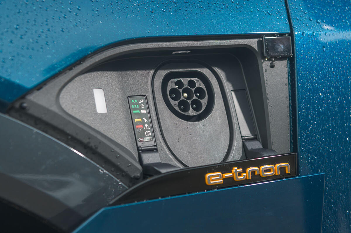 Audi E-tron 55 Quattro 2019 road test review - charging port