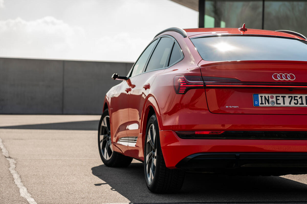 Audi E-tron Sportback 2020 road test review - rear lights Audi E-tron Sportback 2020 road test review - rear lights