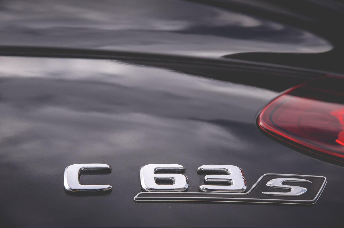 Mercedes-AMG C63 Coupé 2019 road test review - rear badge