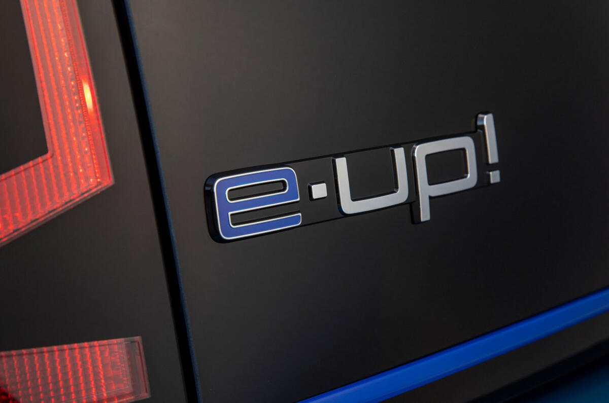 Volkswagen e-Up 2020 road test review - rear badge Volkswagen e-Up 2020 road test review - rear badge