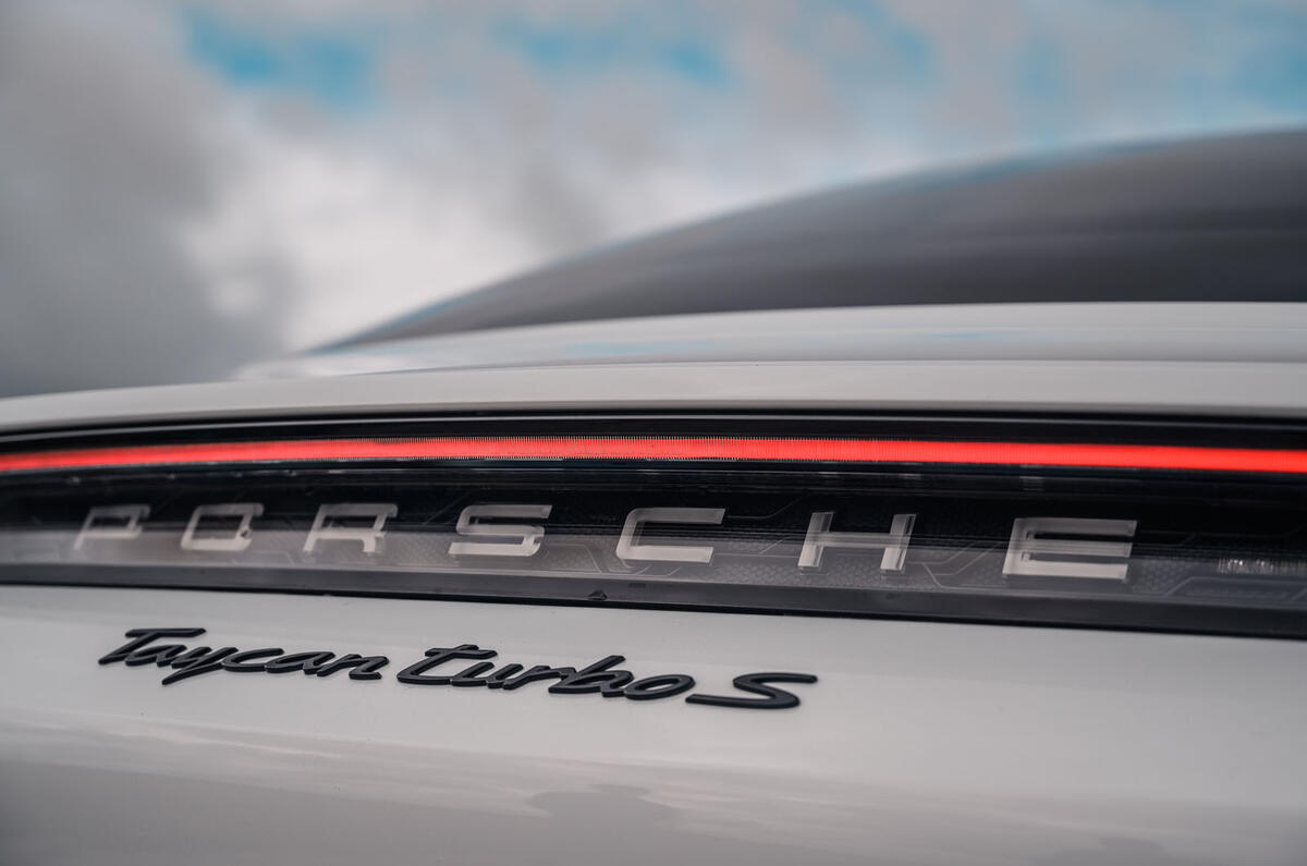 Porsche Taycan 2020 road test review - rear badge