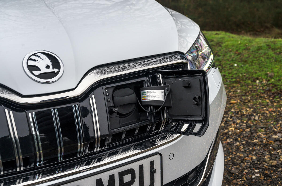 Skoda Superb iV 2020 road test review - charging port