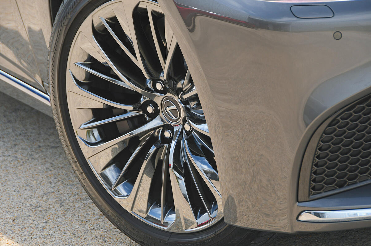 Lexus LS500h 2018 road test review alloy wheels