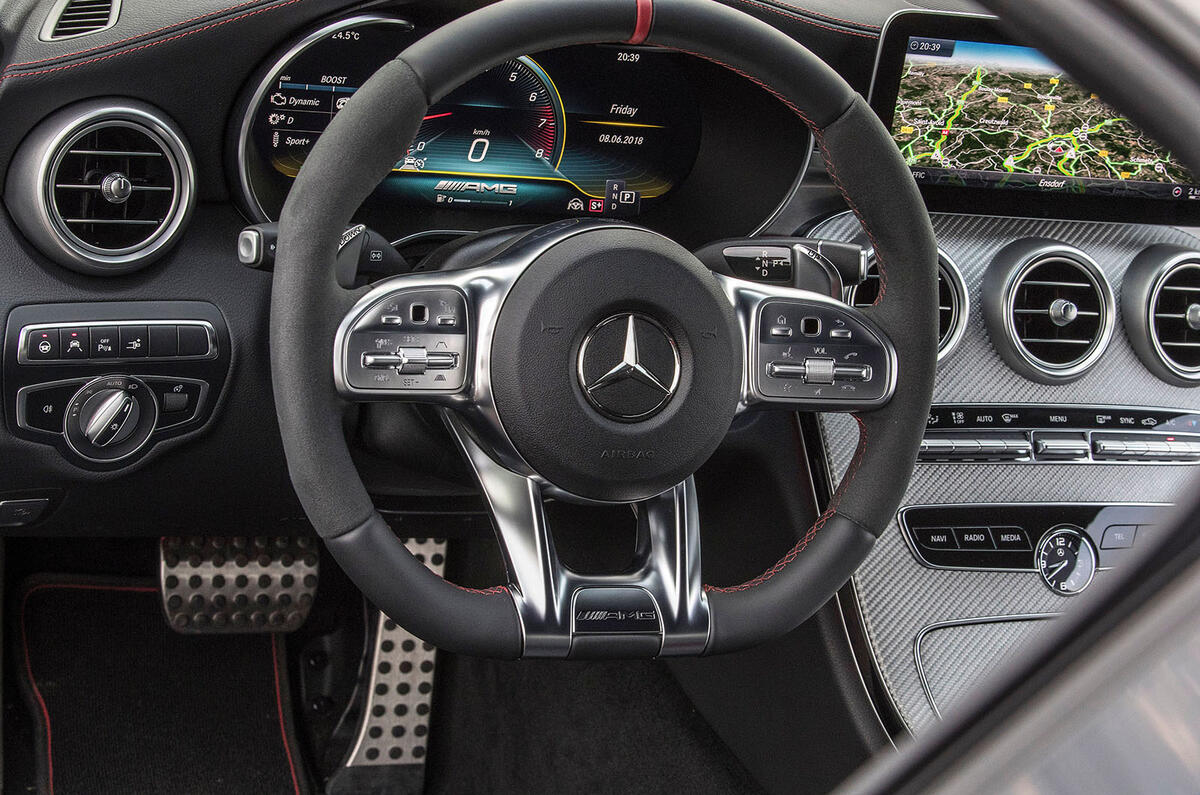 Mercedes-AMG C43 Coupe 2018 road test review steering wheel