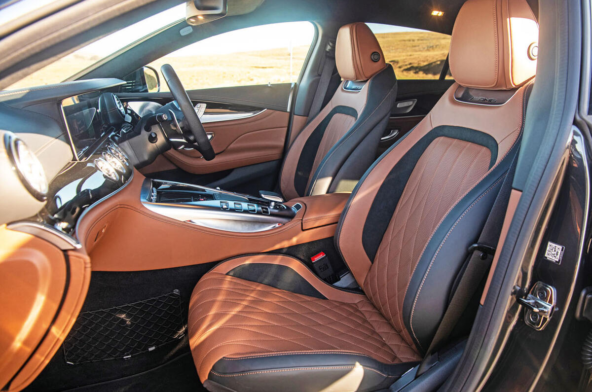 Mercedes-AMG GT four-door Coupé 2019 road test review - front seats