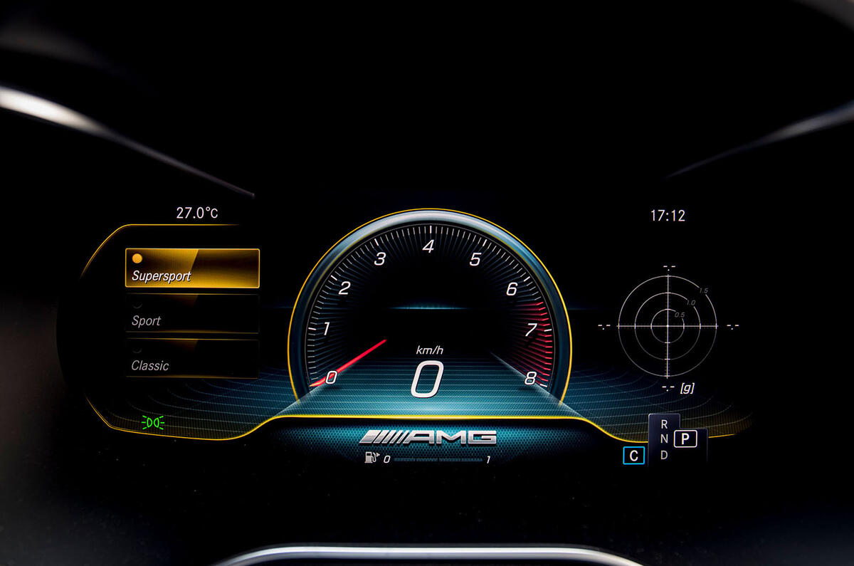 Mercedes-AMG C43 Coupe 2018 road test review instrument cluster supersport