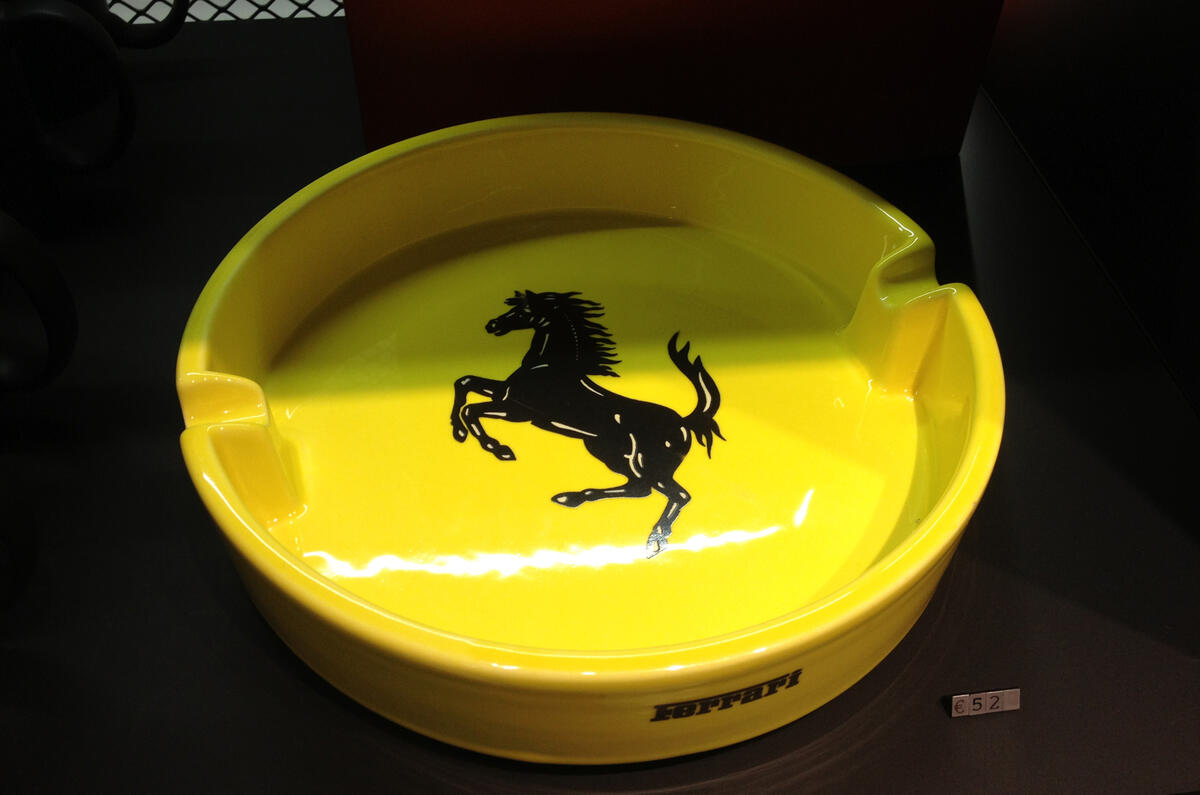 no title Ferrari, €15 deodorant, €19 mugs and €52 ashtrays....