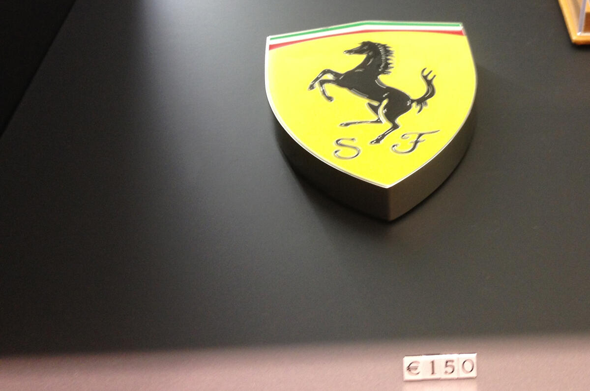 no title Ferrari, €15 deodorant, €19 mugs and €52 ashtrays....