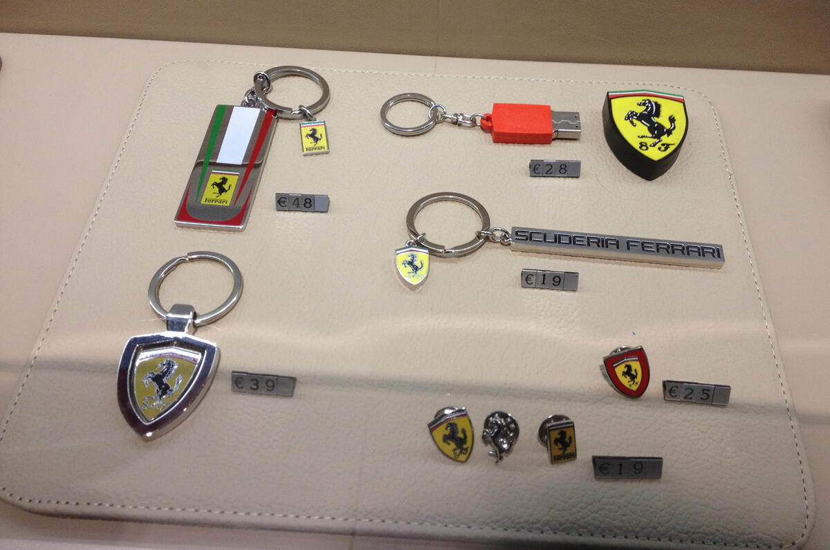 no title Ferrari, €15 deodorant, €19 mugs and €52 ashtrays....