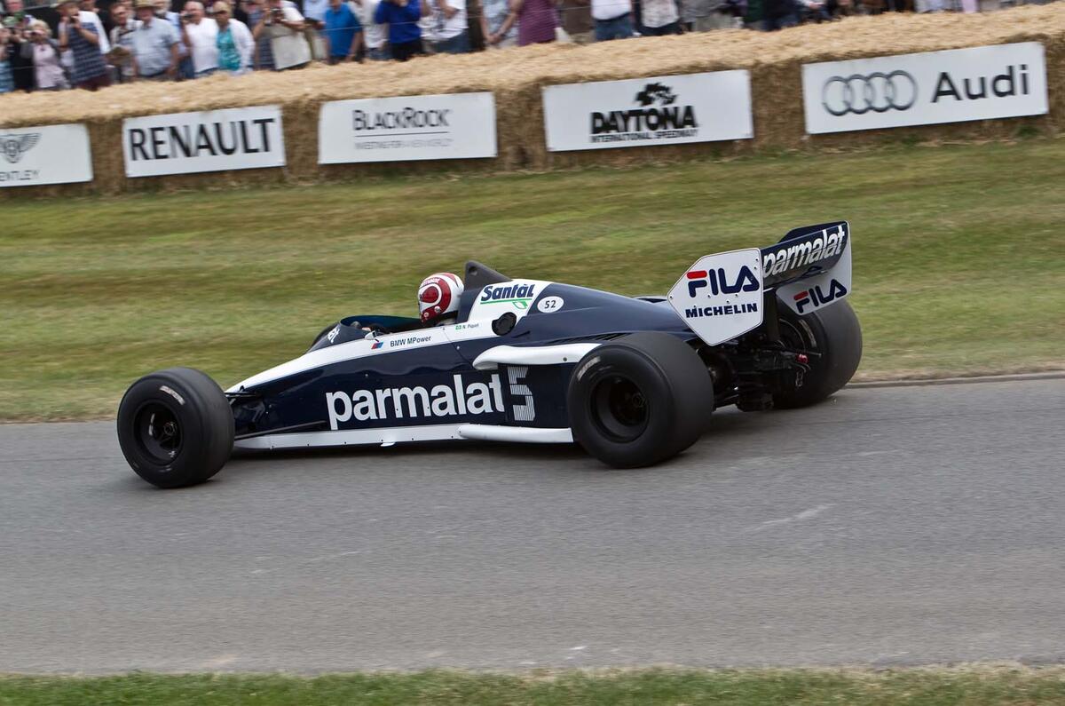 Nelson Piquet reunited with BMW-powered Brabham BT52 at Goodwood