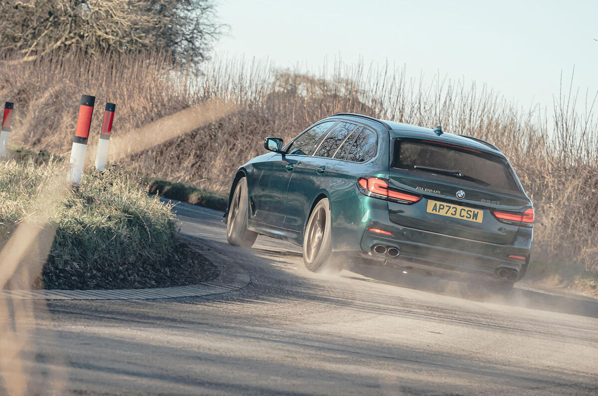alpina b5 gt review 2025 03 cornering rear alpina b5 gt review 2025 03 cornering rear
