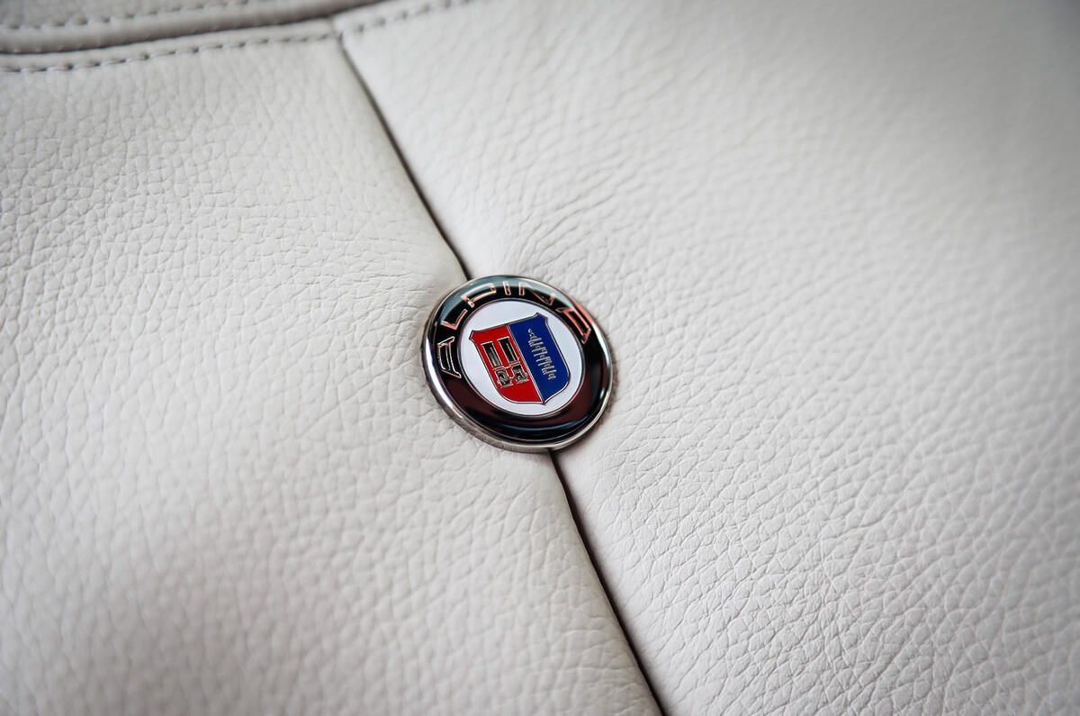 Alpina badges in D4's leather seats