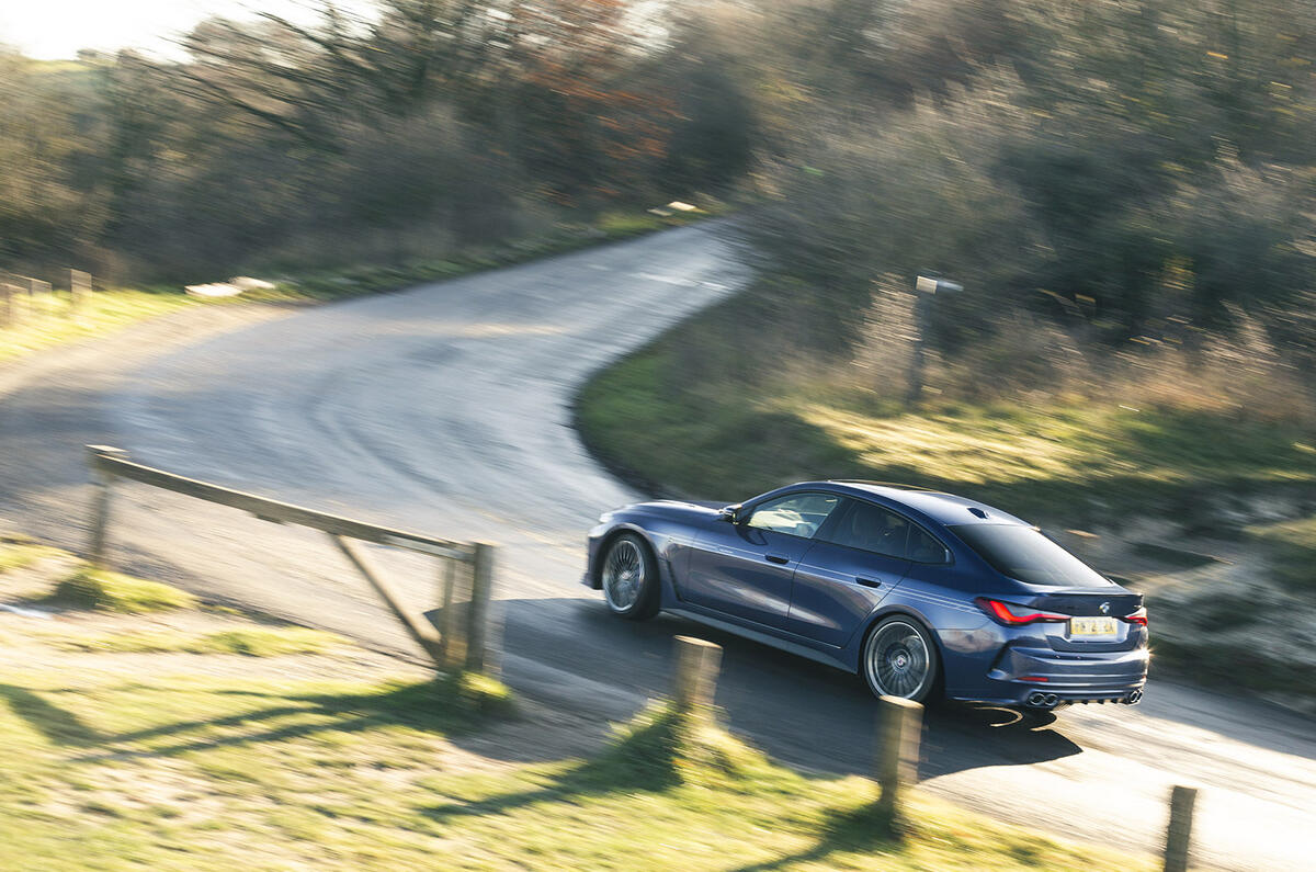 alpina d4 s gran coupe 04 side panning alpina d4 s gran coupe 04 side panning