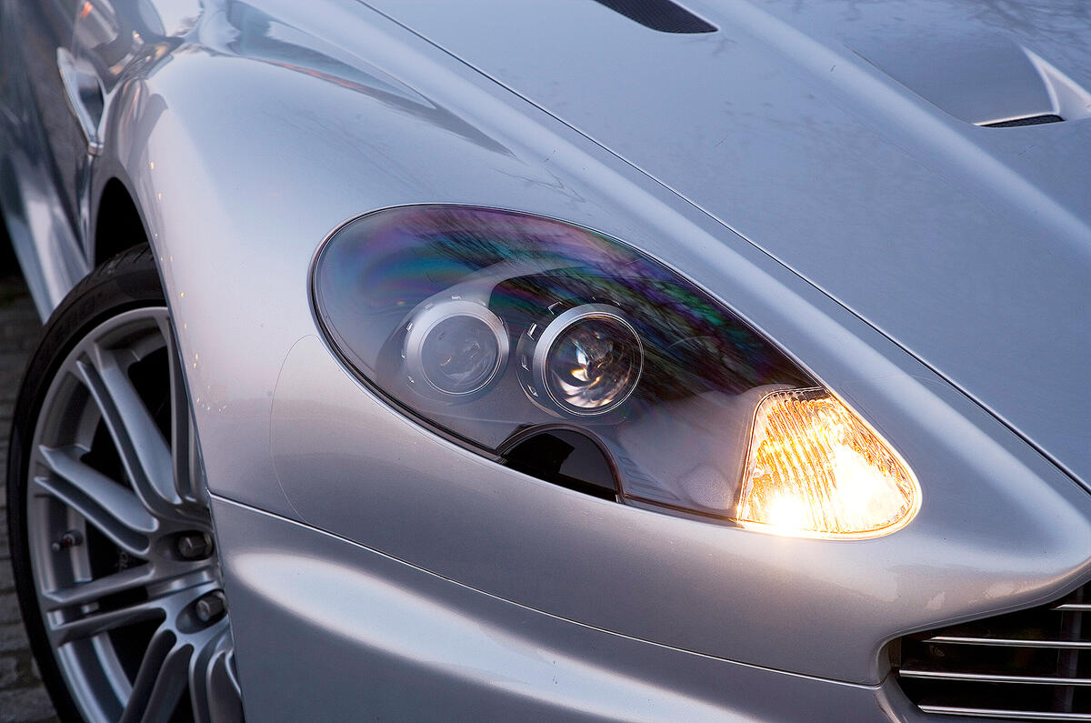 Headlights look pretty but they offer startlingly little light for a car with this performance potential Aston Martin DBS headlights