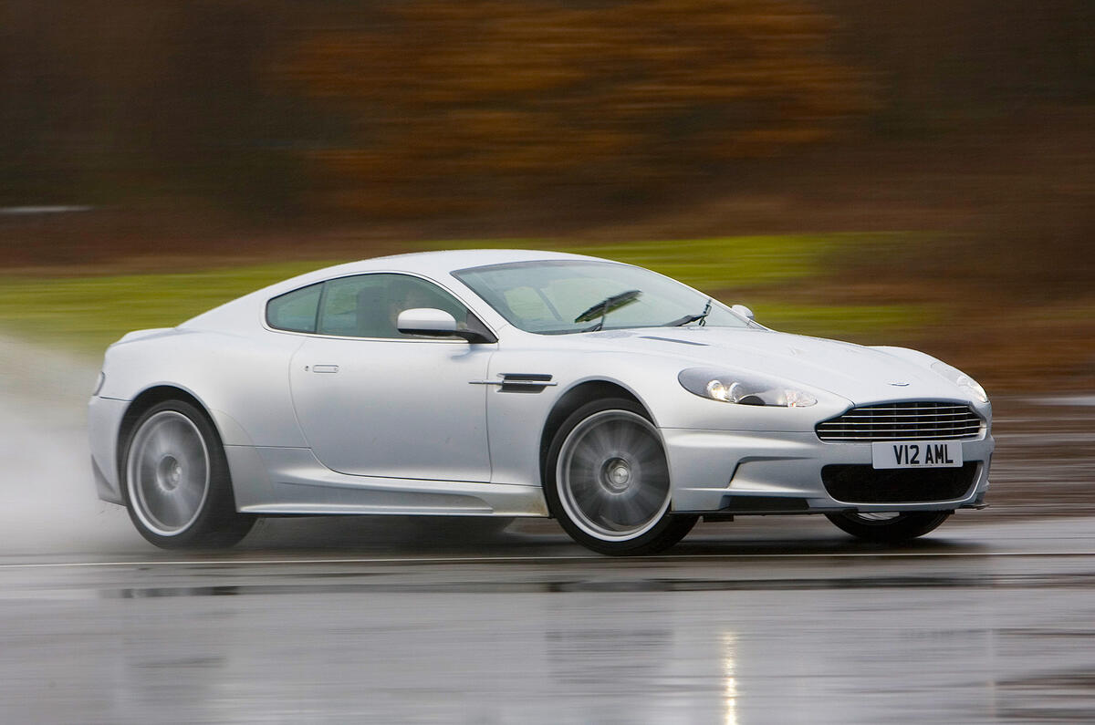 On damp roads the Aston Martin DBS will spin its rear tyres in third gear Aston Martin DBS cornering