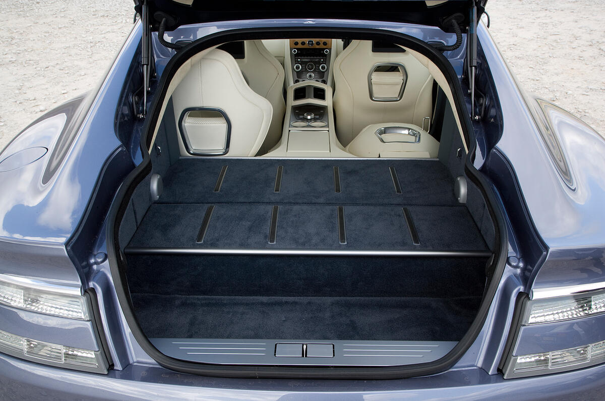 At 317 litres, the boot is small and its opening will limit loading possibilities Aston Martin Rapide boot