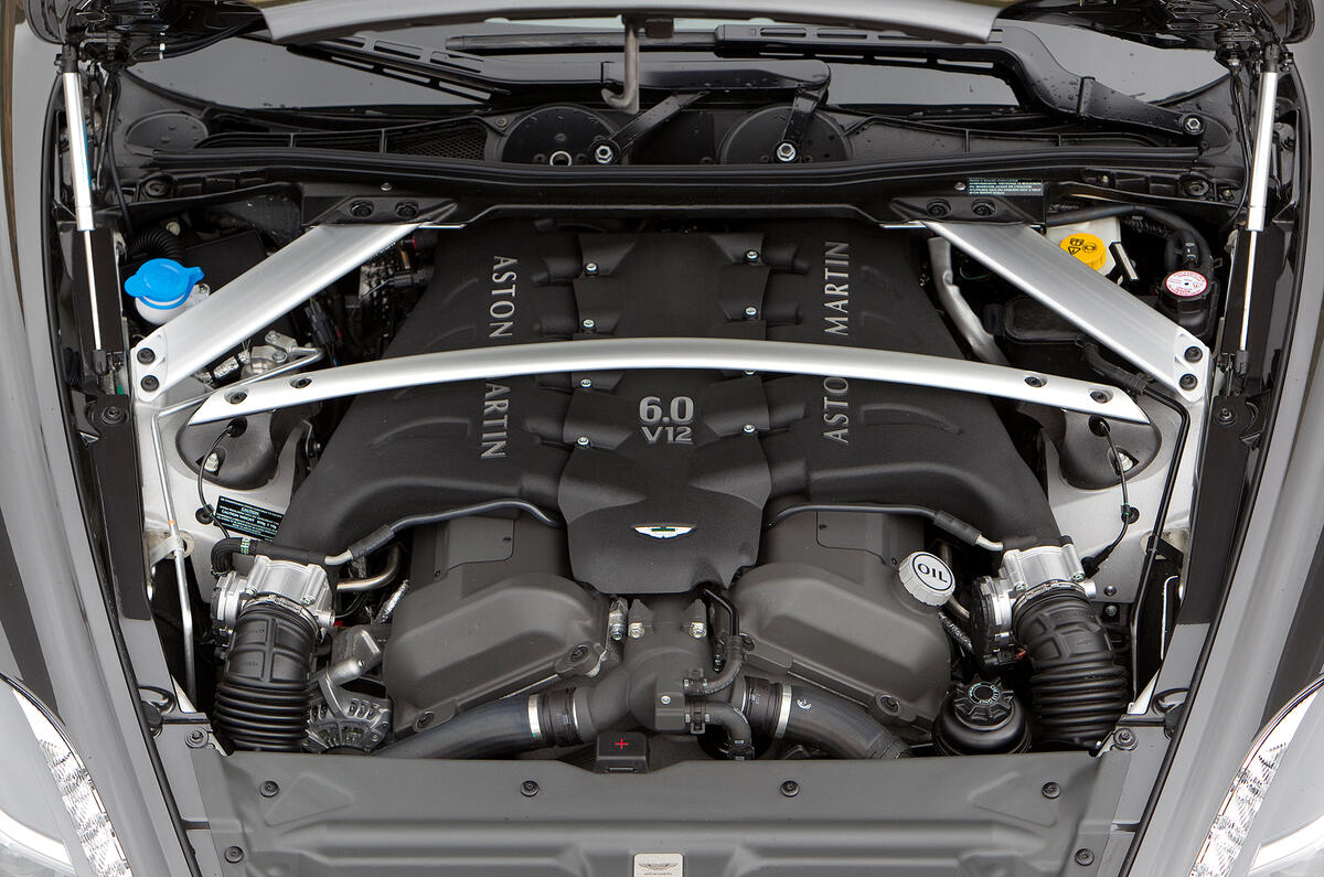 Familiar 5.9-litre V12 puts out 489bhp and 420lb ft 5.9-litre V12 Aston Martin Virage engine