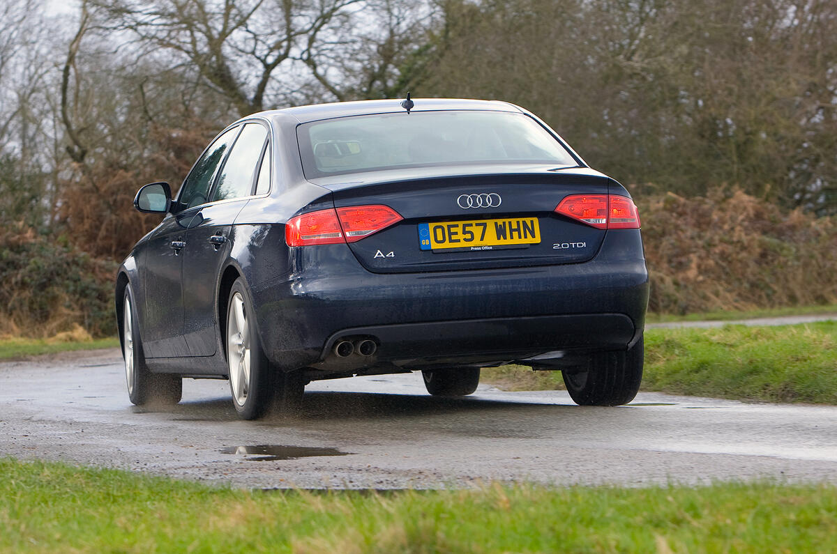 It maintains decent body control and resists understeer pretty effectively Audi A4 rear cornering