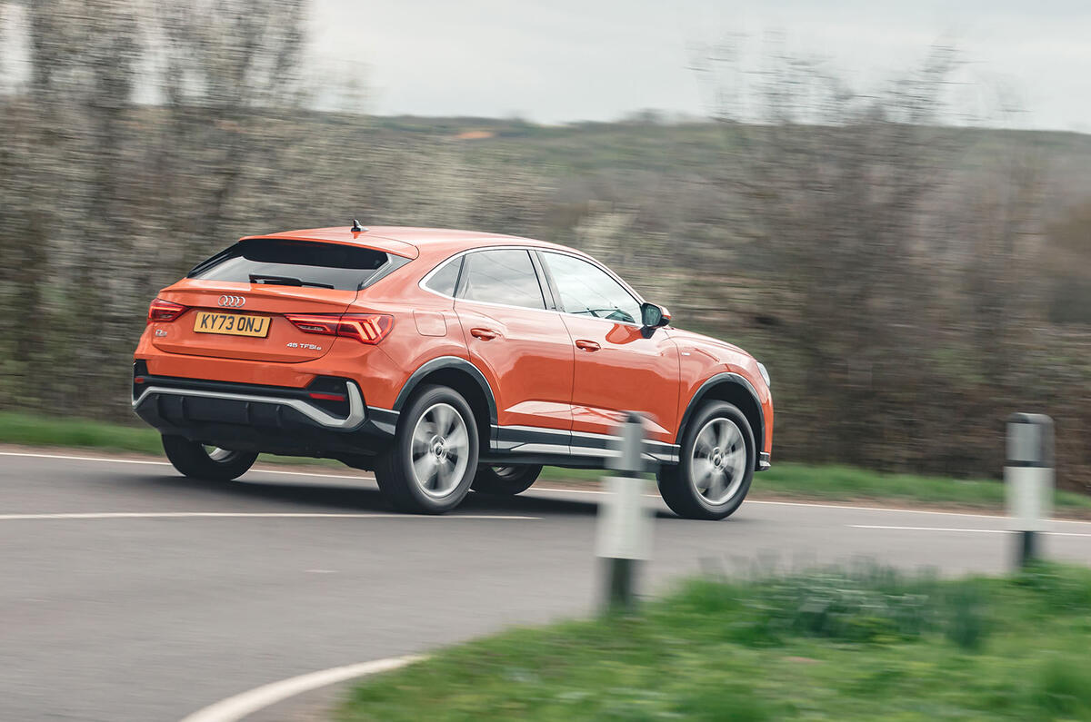 audi q3 45 tfsi sportback review 2024 19 cornering rear audi q3 45 tfsi sportback review 2024 19 cornering rear