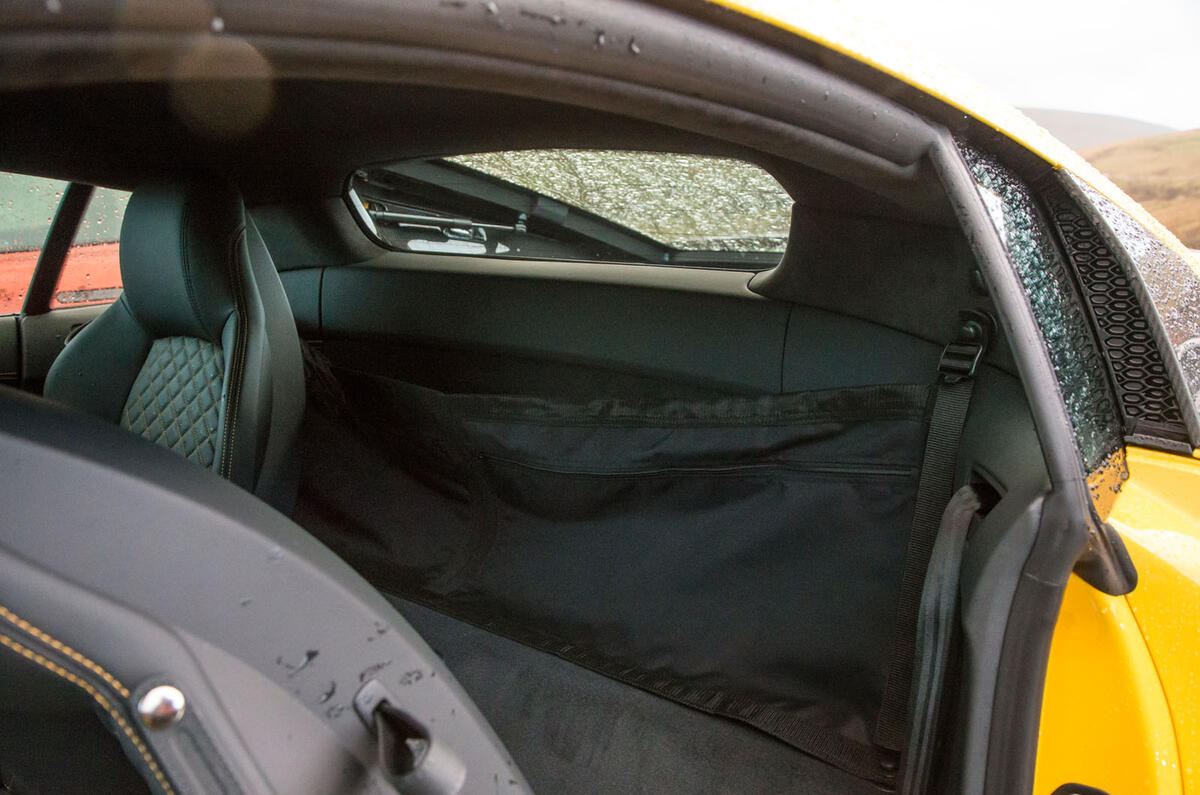 The rear seats in the Audi R8 V10 Plus