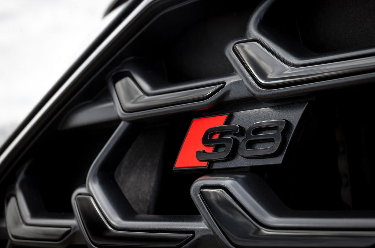 Audi S8 2025 review grille badge 10 Audi S8 2025 review grille badge 10