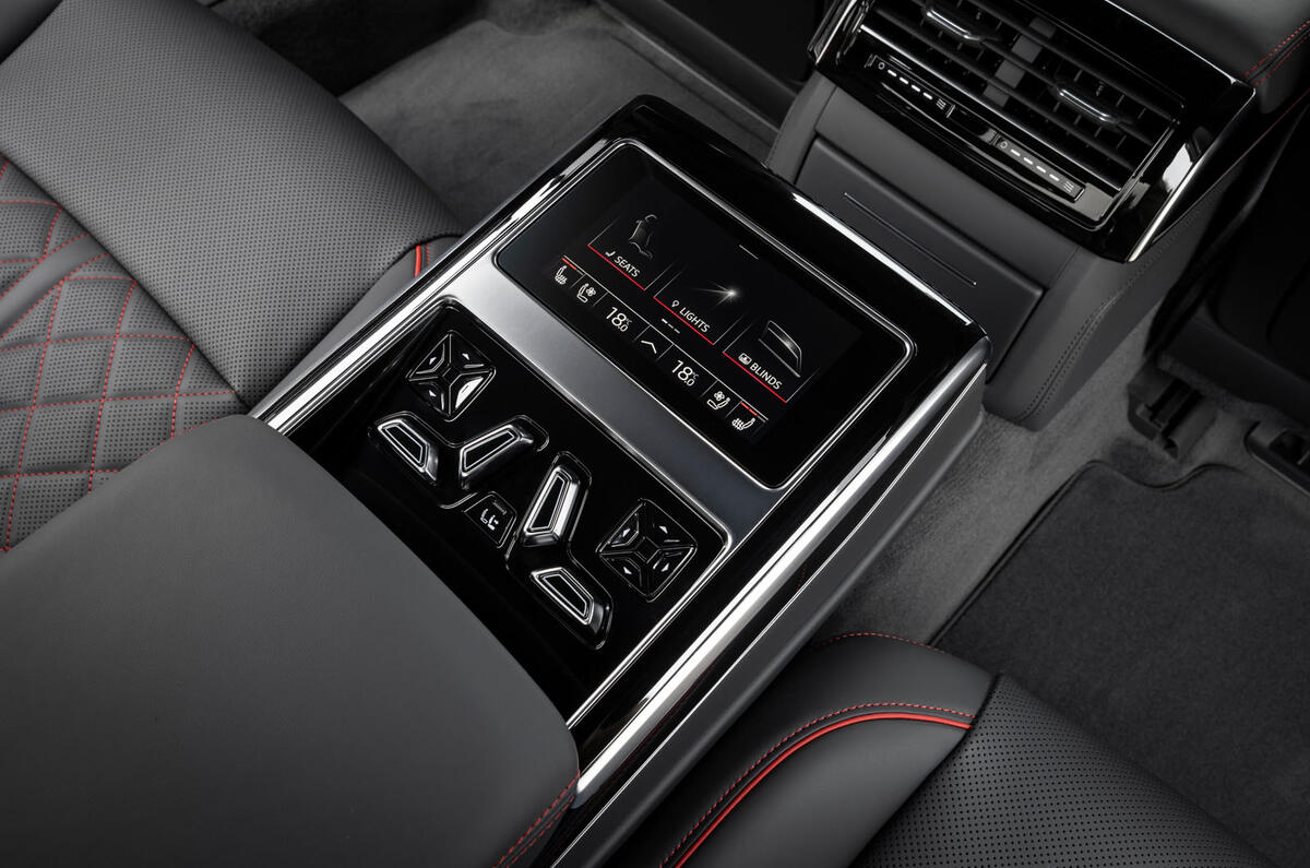 Audi S8 2025 review passenger controls 19 Audi S8 2025 review passenger controls 19